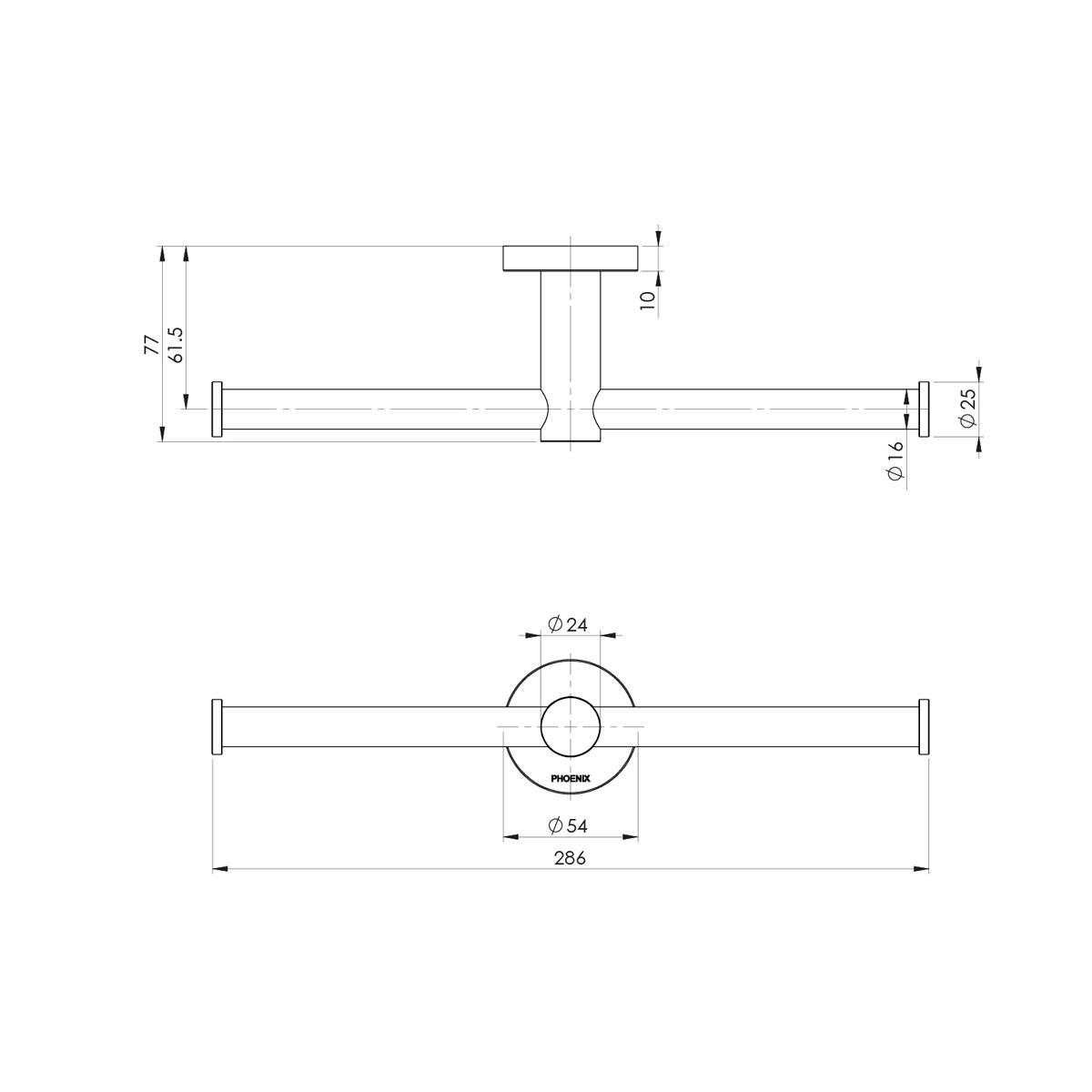 RADII DOUBLE TOILET ROLL HOLDER ROUND CP