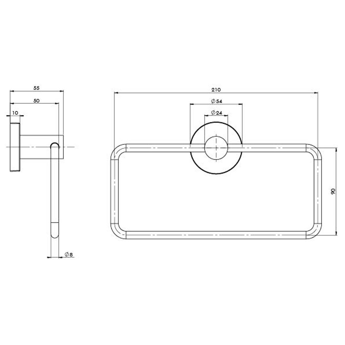 RADII HAND TOWEL HOLDER ROUND PLATE BN