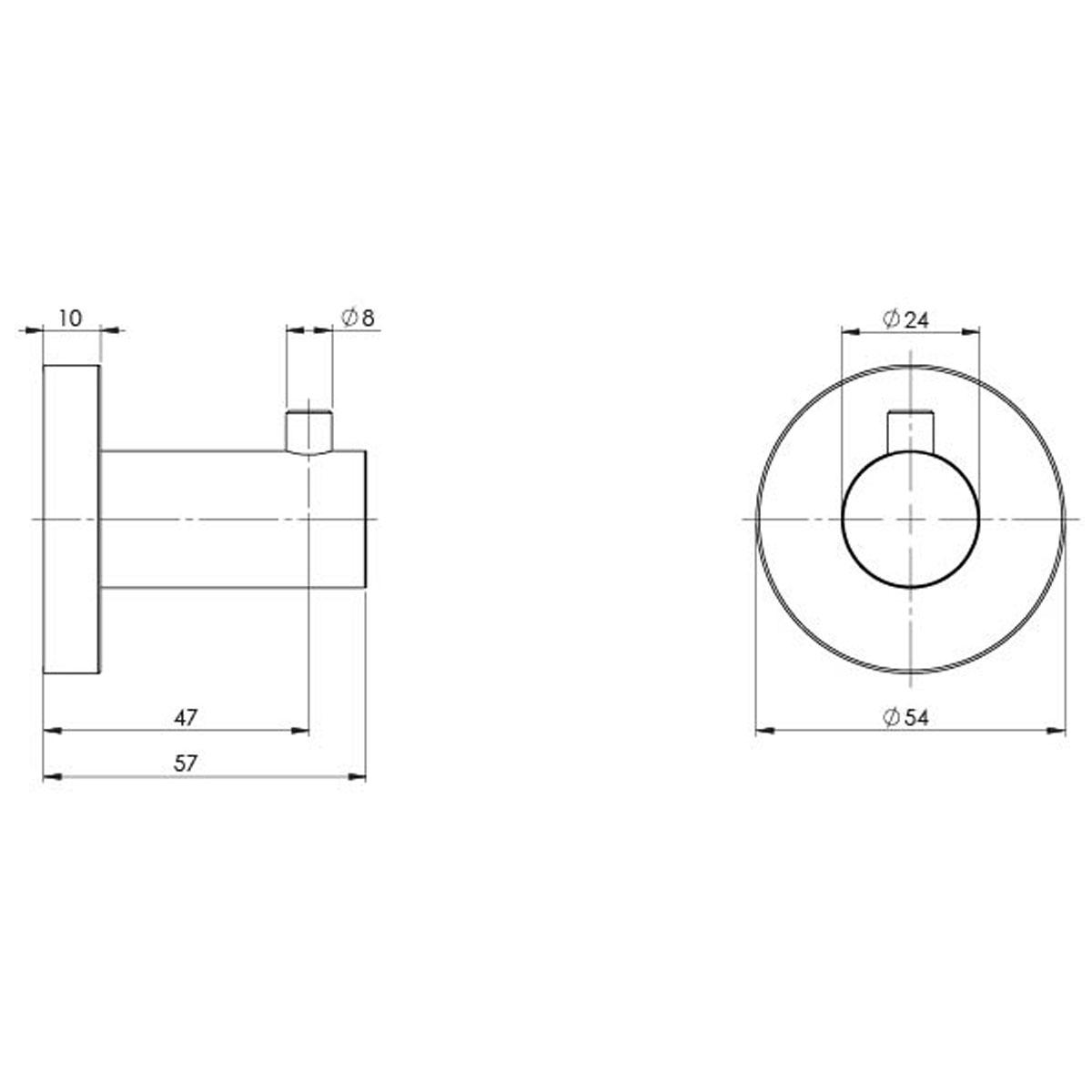 RADII ROBE HOOK ROUND PLATE SS