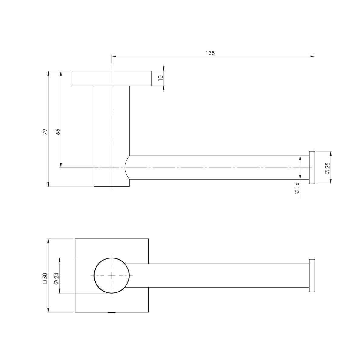 RADII TOILET ROLL HOLDER SQUARE PLATE BN