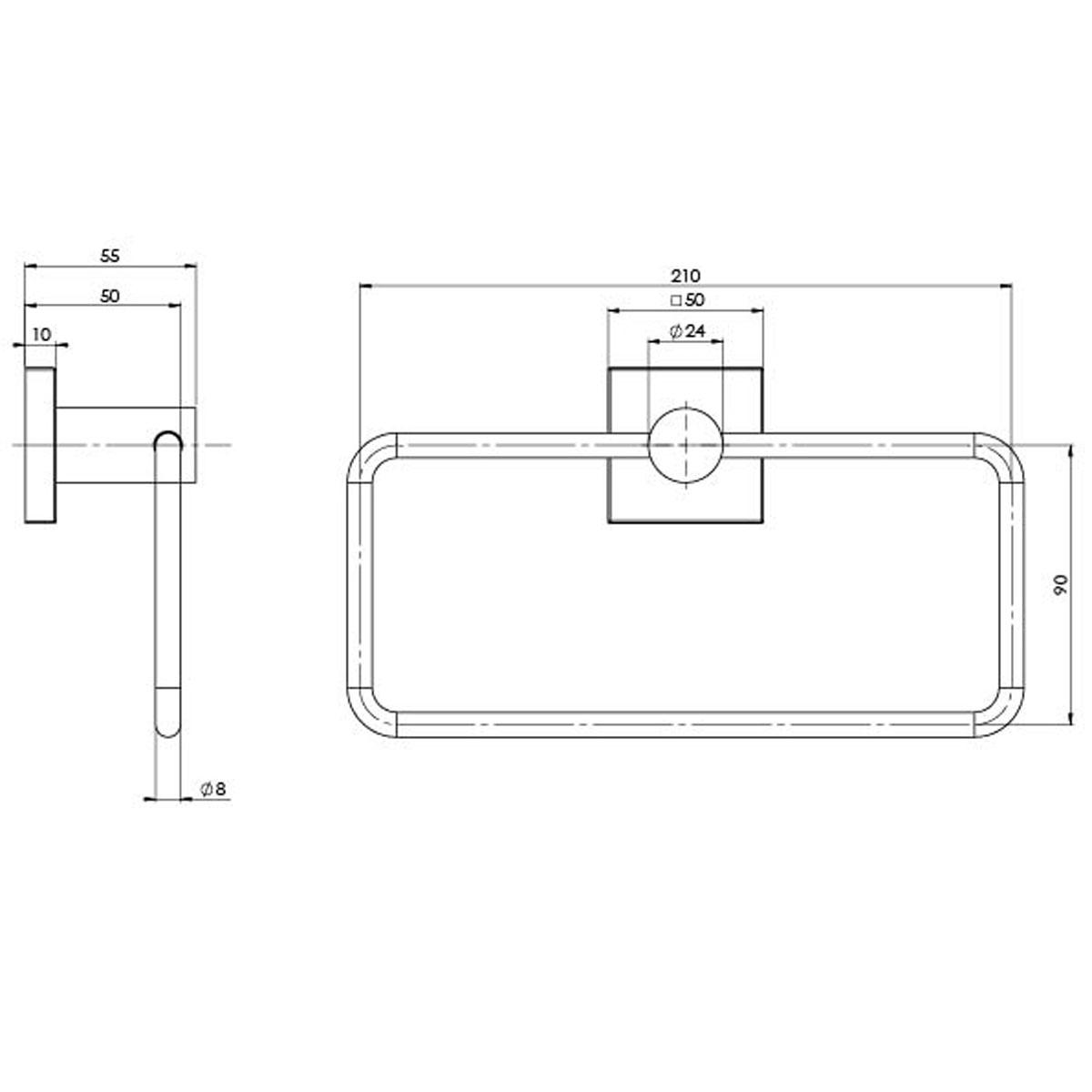 RADII HAND TOWEL HOLDER SQUARE PLATE CP