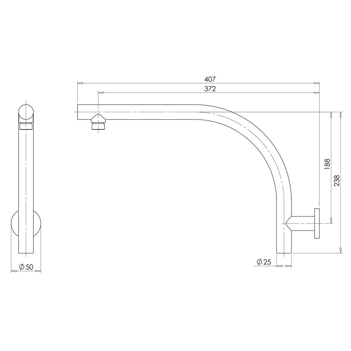 RUSH HIGHRISE SHOWER ARM BG