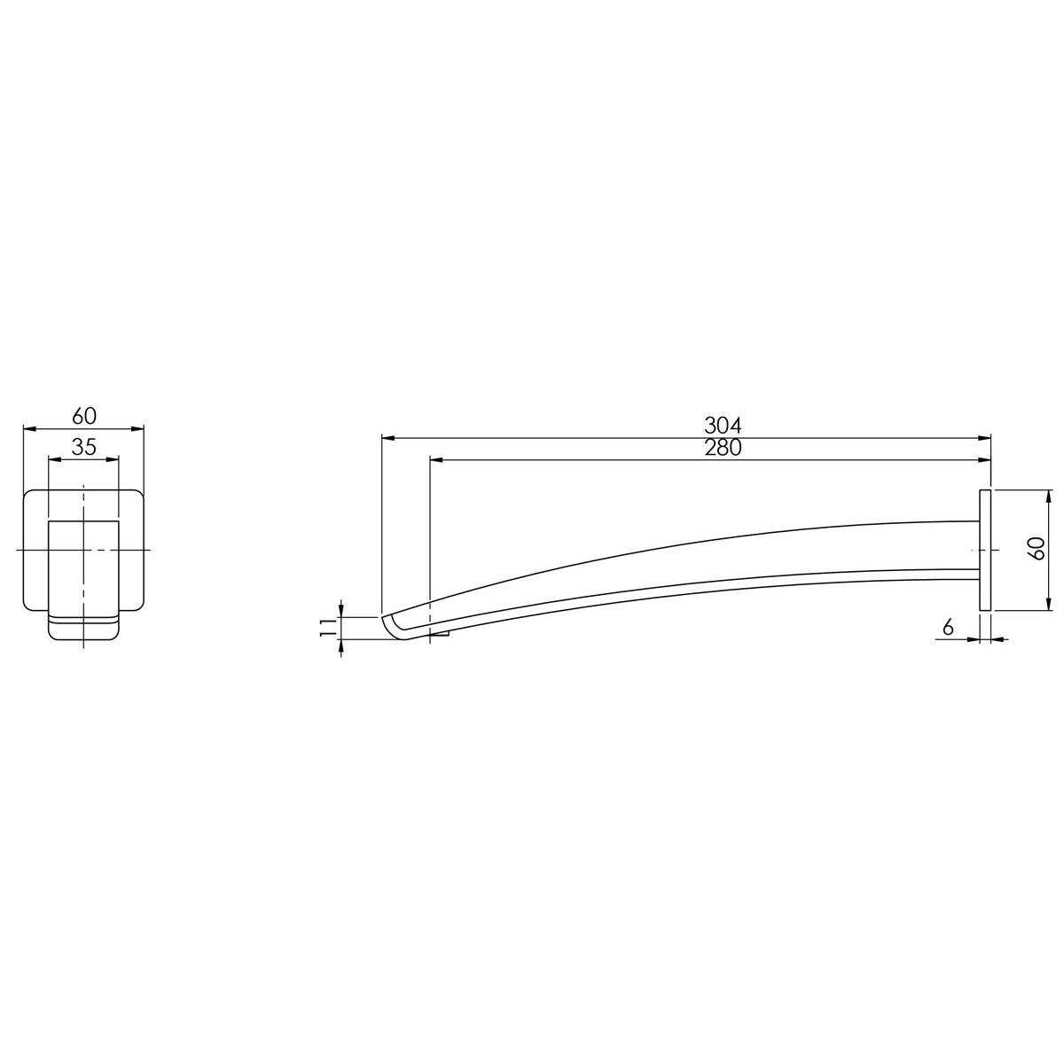 RUSH WALL BATH OUTLET 280MM MB