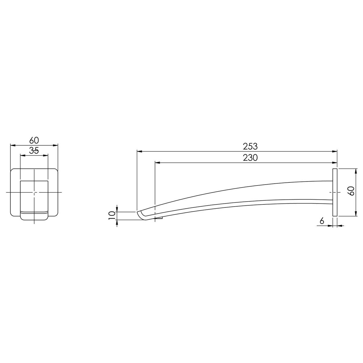 RUSH WALL BATH OUTLET 230MM BN