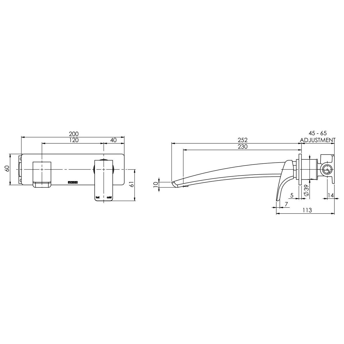 RUSH WALL BATH MIXER SET 230MM MB