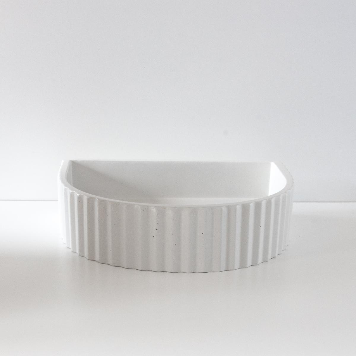 CONCRETE HALF MOON RIBBED BASIN WHTHAVEN