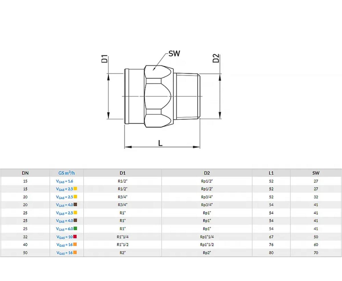 EXCESS FLOW VALVE GAS DN20 FXM 4M3/H U&H | Gas Products | All ...