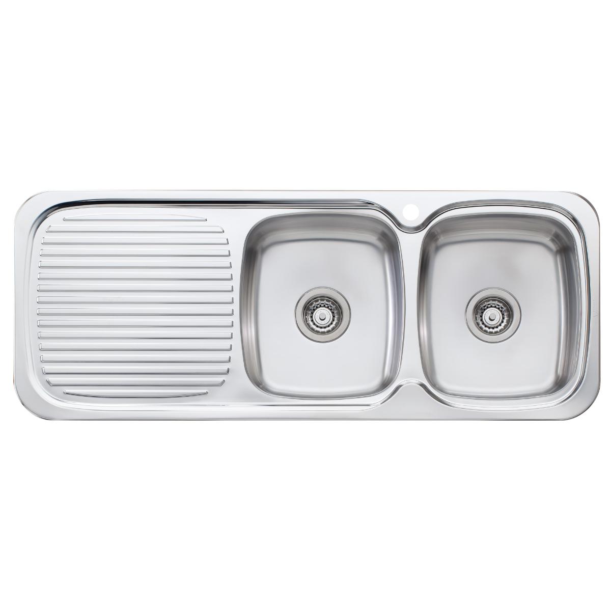 SINK DOUBLE BOWL LAKELAND 1TH RH 1200MM