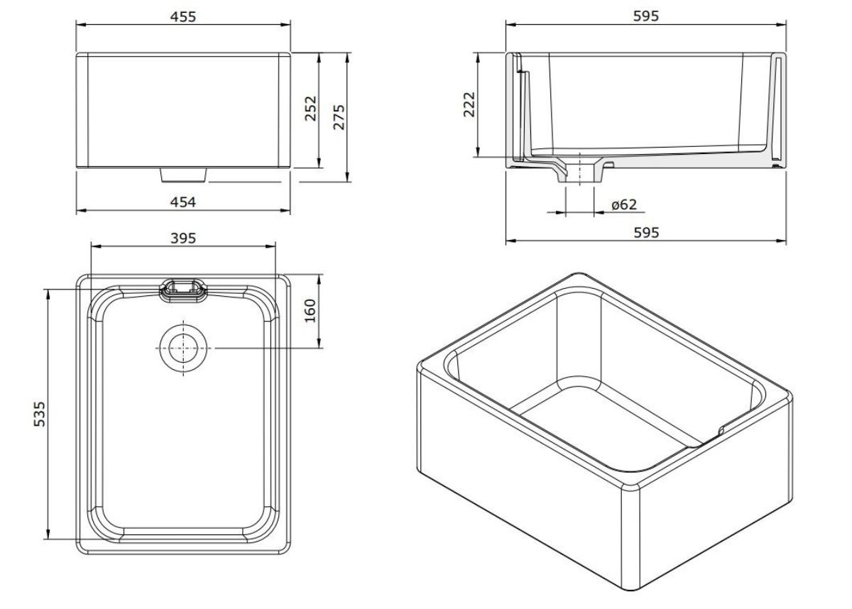 BELFAST 60X46 FIRECLAY BUTLER SINK