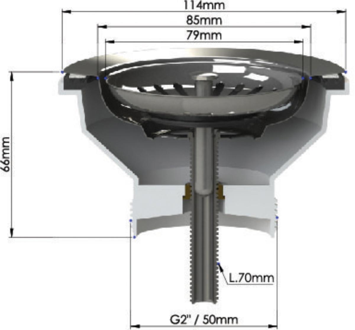 90X50 BB PVD BASKET WASTE & LONG BOLT