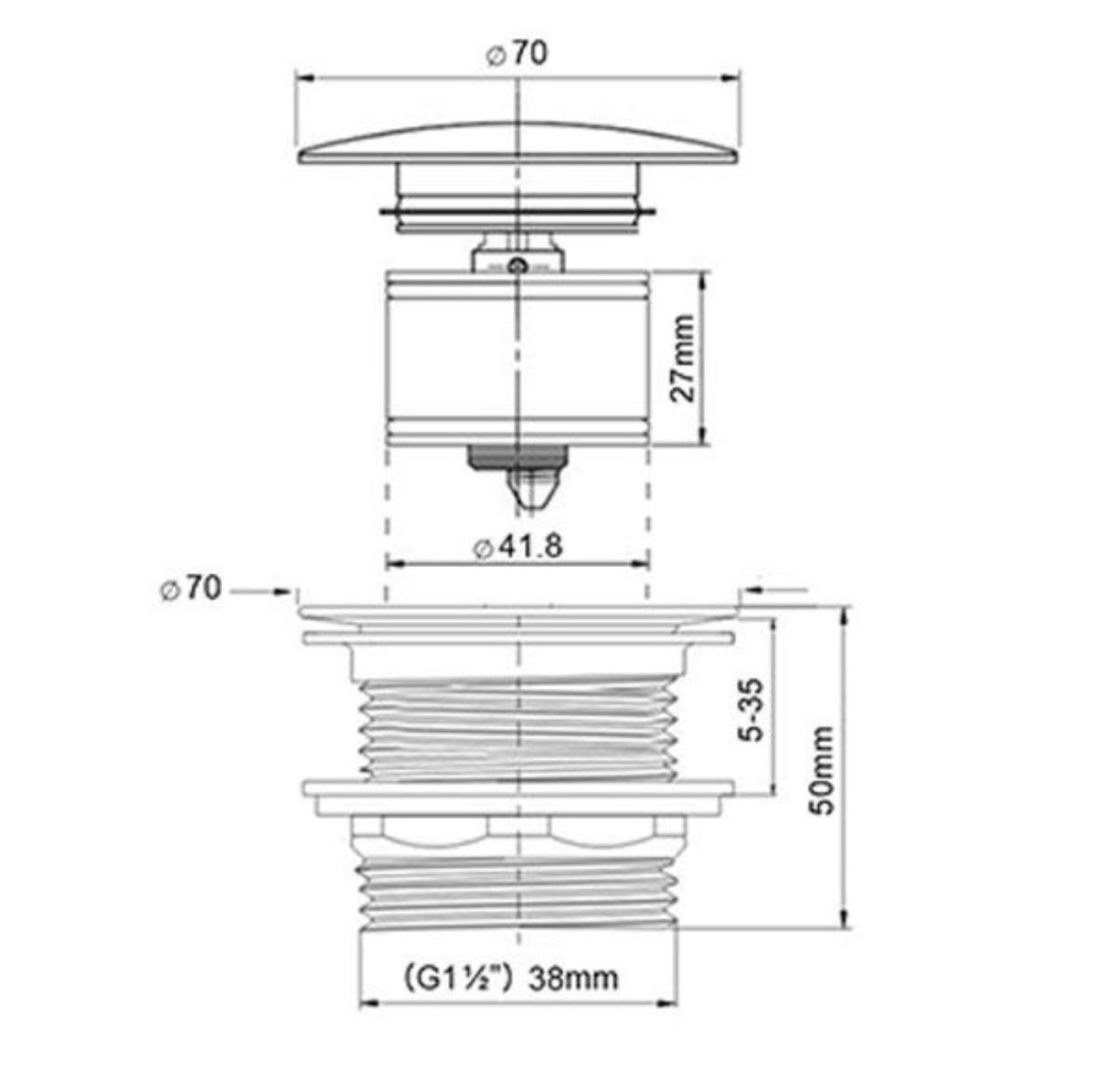 40MM PULL OUT POP-UP BATH WASTE CP