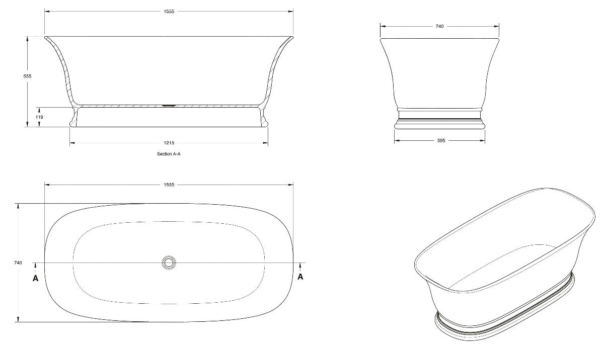 CAMBRIDGE 156 TITANCAST BATH GL WHT