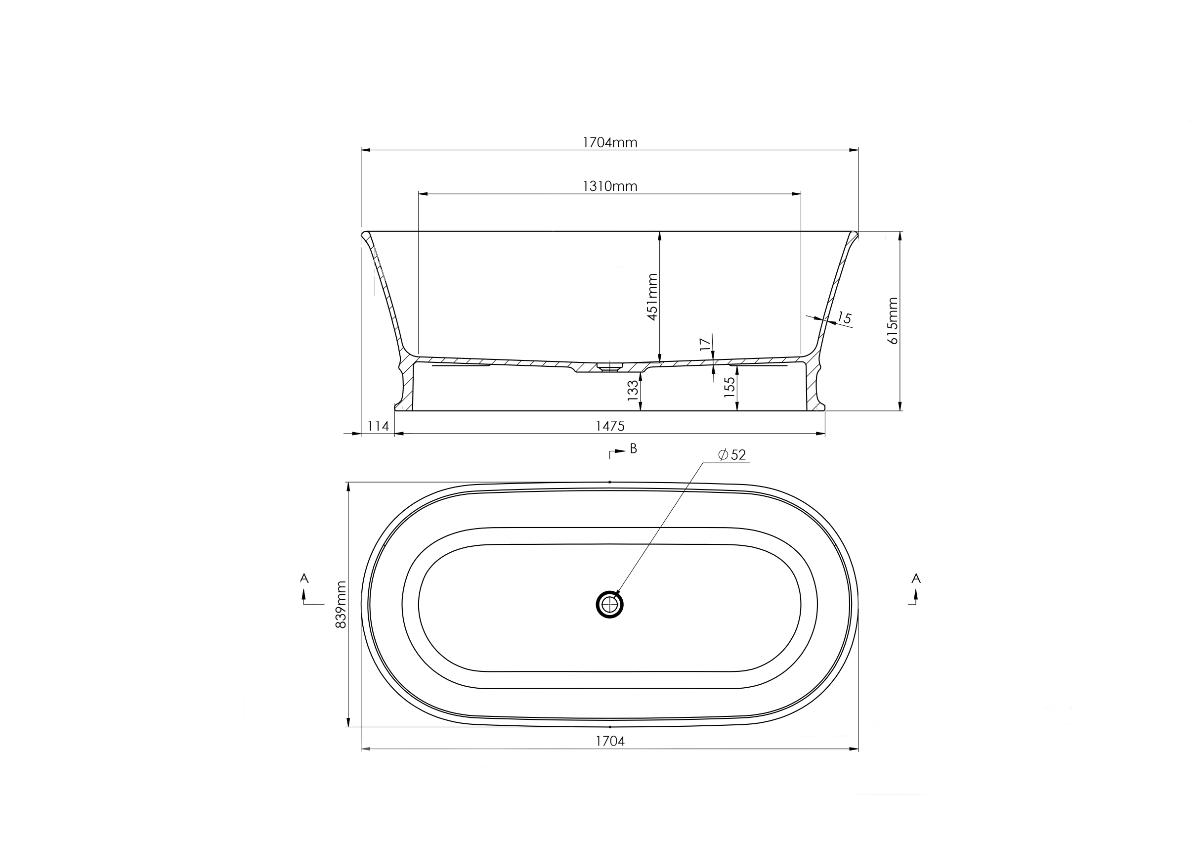 CLAREMONT 170 X 84 MAGNACAST FS BATH MW