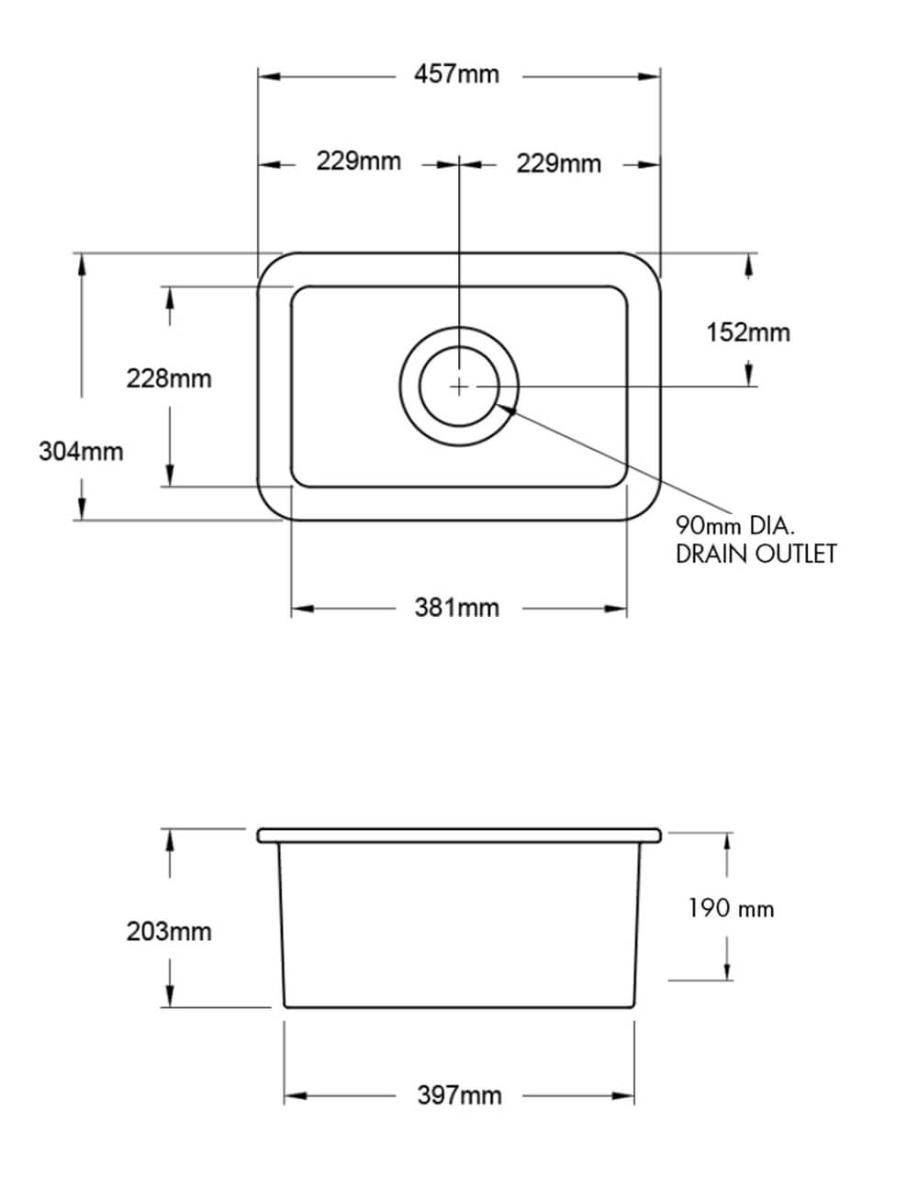 CUISINE 30X46 INSET  UM F/C SINK MW