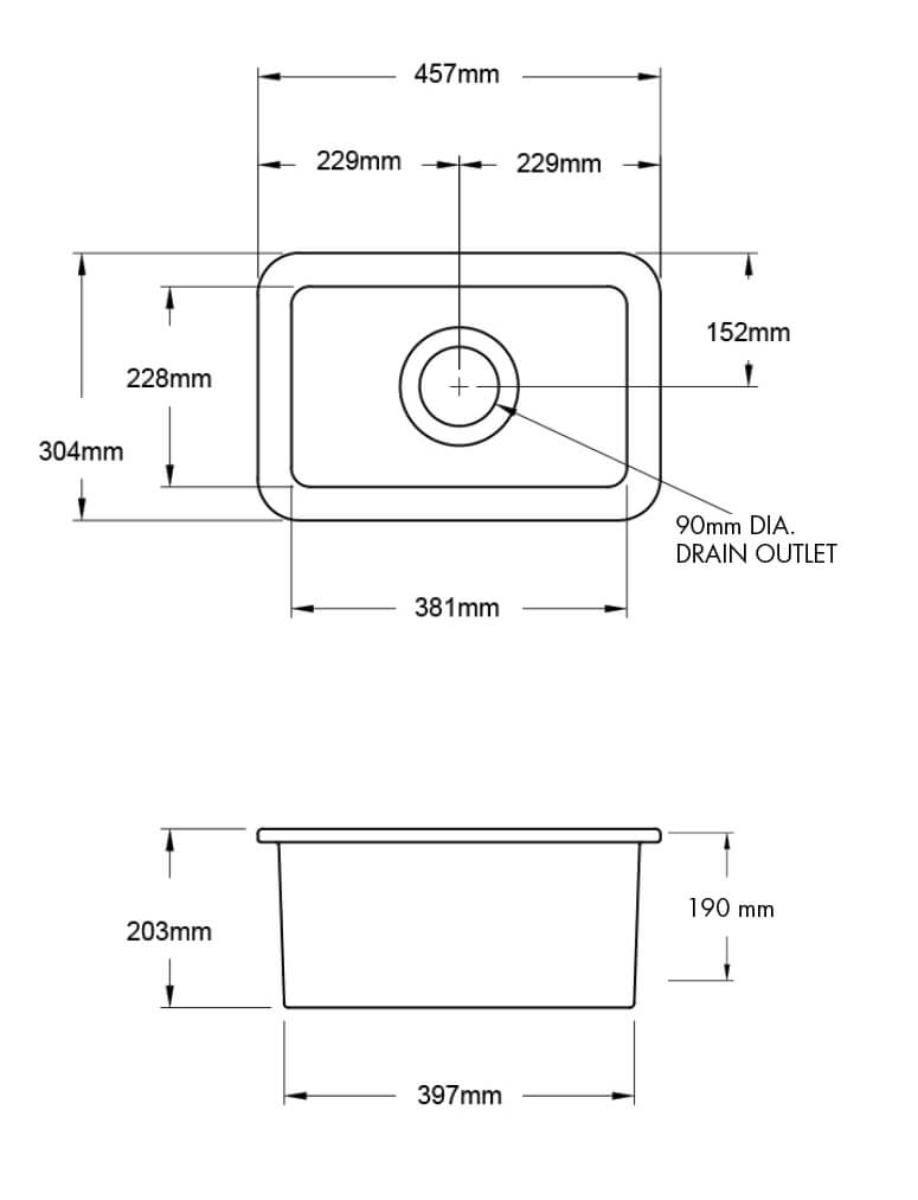 KIT CUISINE 30X46 INSET  UM F/C SINK MB