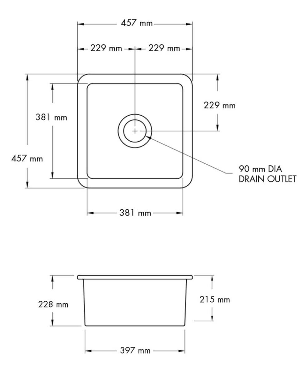 CUISINE 46X46 INSET  UM F/C SINK MW