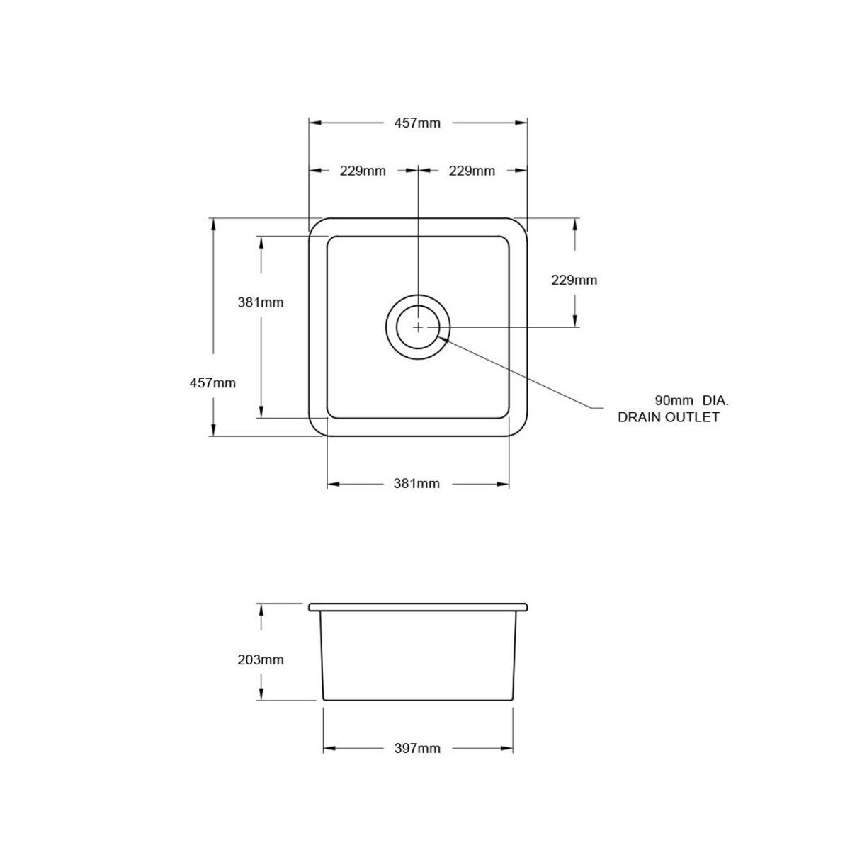 CUISINE 46X46 INSET  UM F/C SINK MB