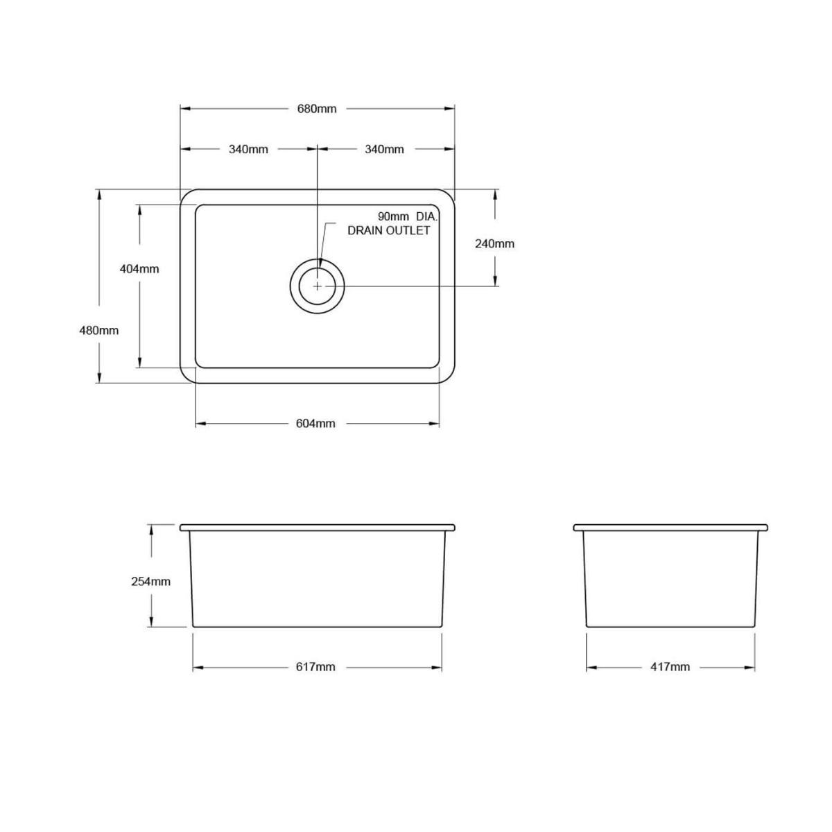 CUISINE 68X48 INSET  UM F/C SINK MB OF