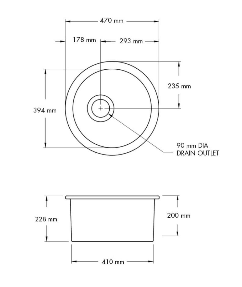 TURCUR47FS-MB ROUND INSET CUISINE SINK