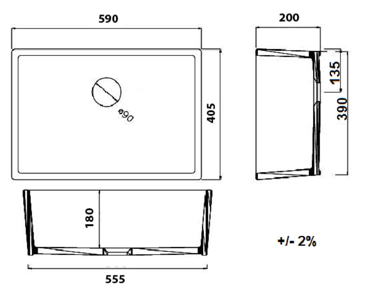 GALDOR 60X41 FIRECLAY SINK