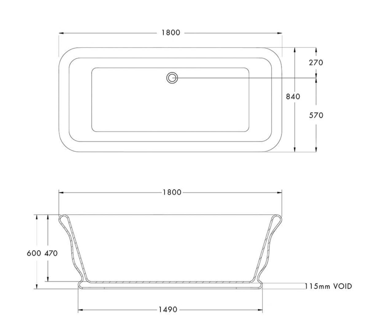 KIRKHAM 180 TITANCAST BATH GL WHT