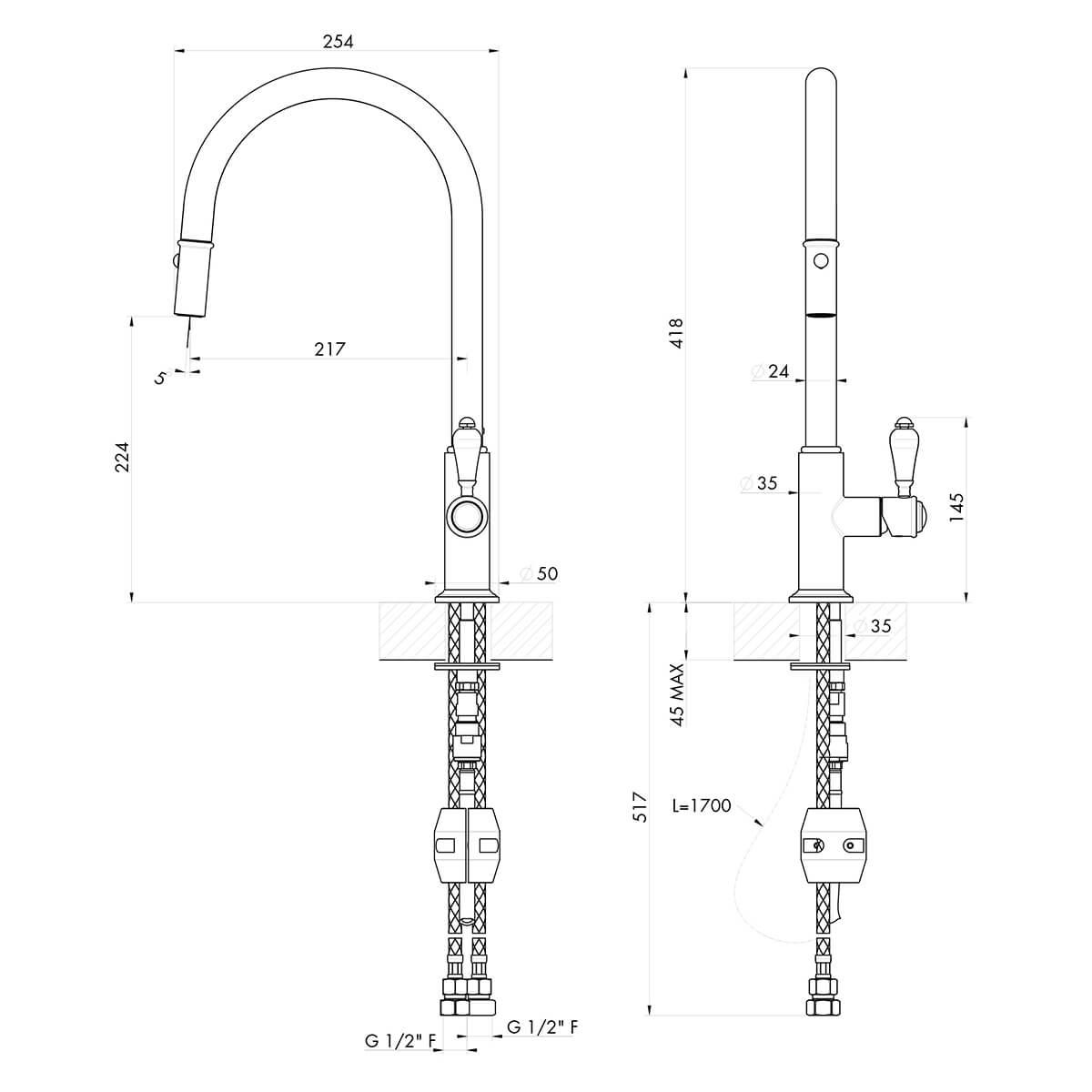 LUDLOW PULL OUT SINK MIXER CP