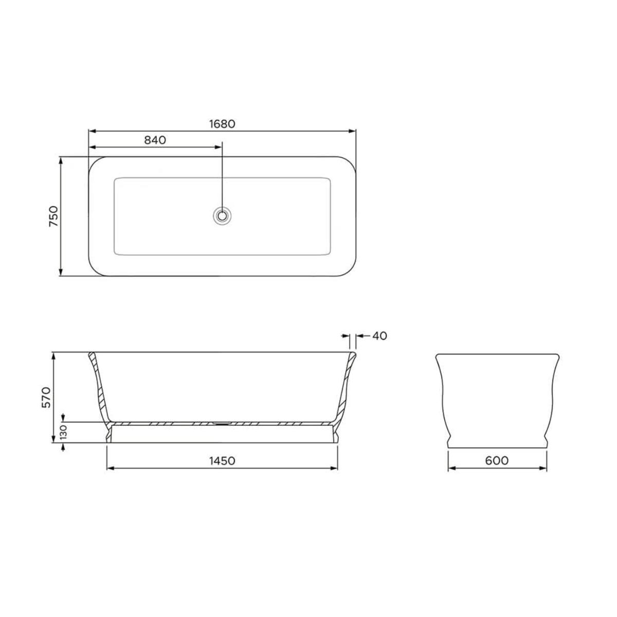 LYNTON 168 TITANCAST BATH GL WHT