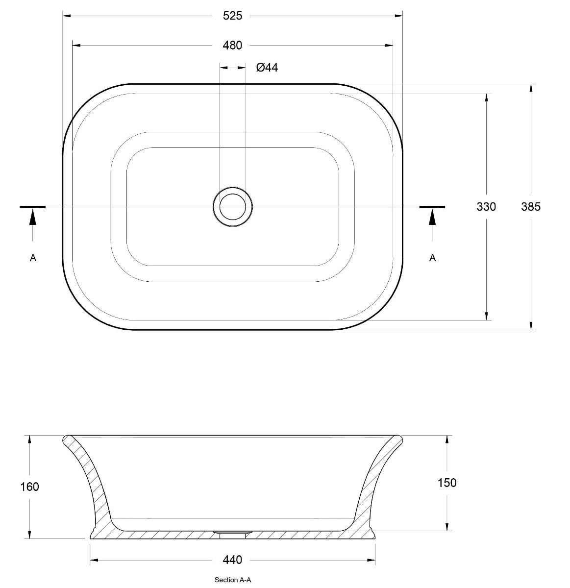 LYNTON 53X68 TITANCAST BASIN GL WHT