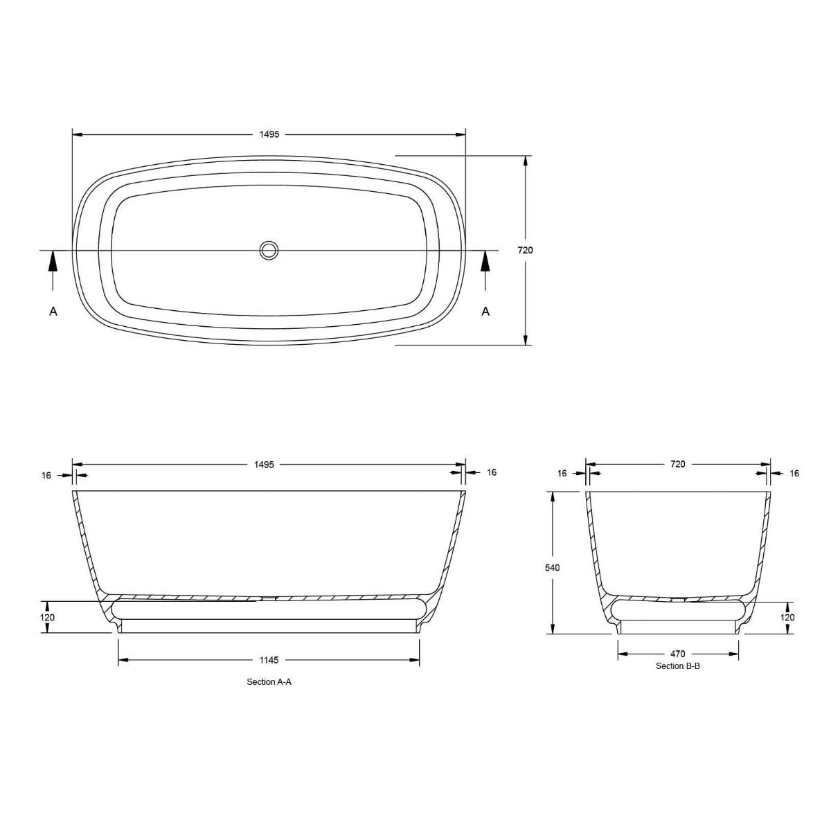 MALDON 150 TITANCAST BATH GL WHT