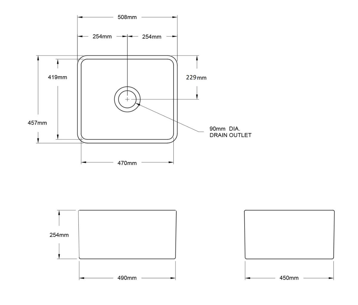 NOVI 50X46 FIRECLAY BUTLER SINK MW