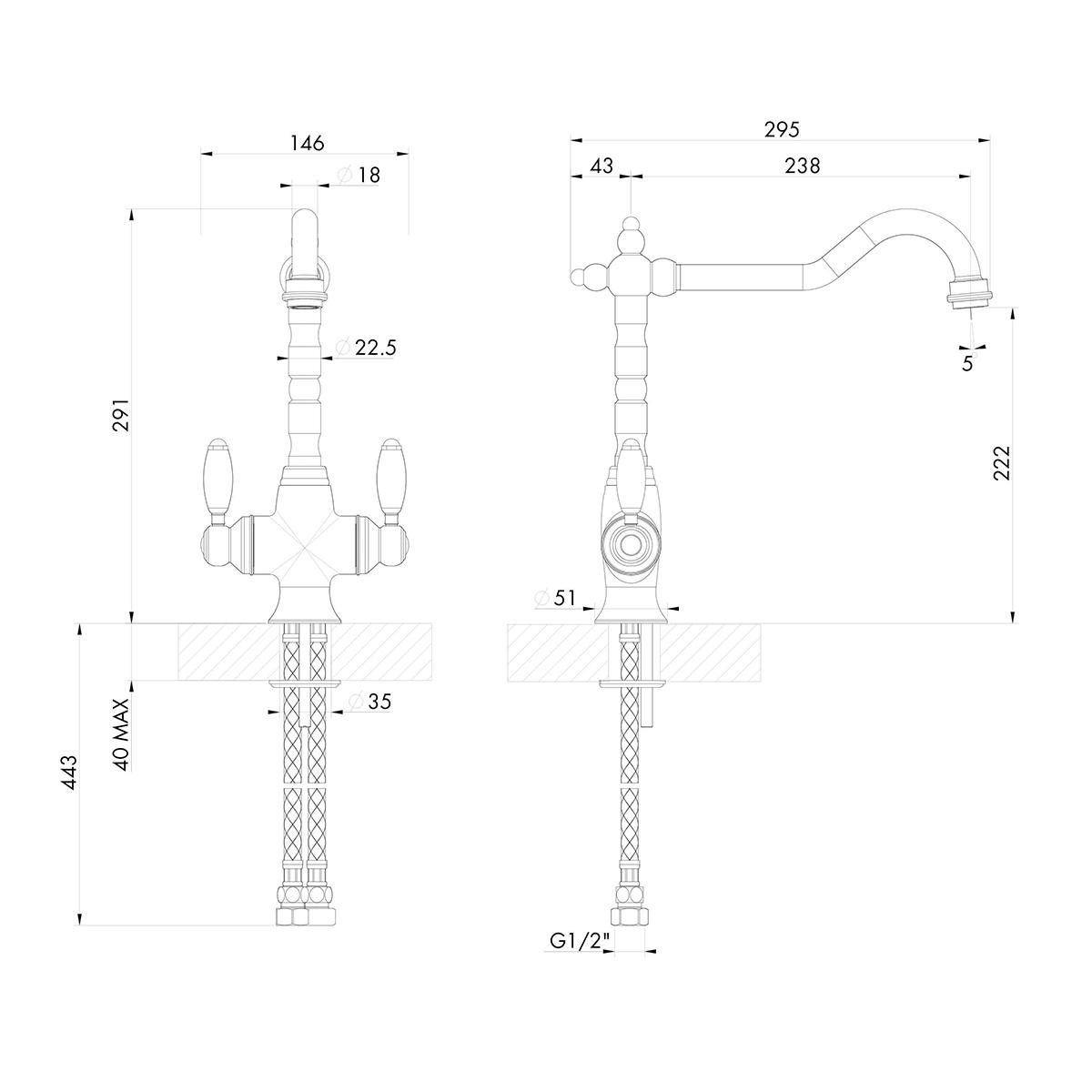 PROVIDENCE DOUBLE SINK MIXER CP