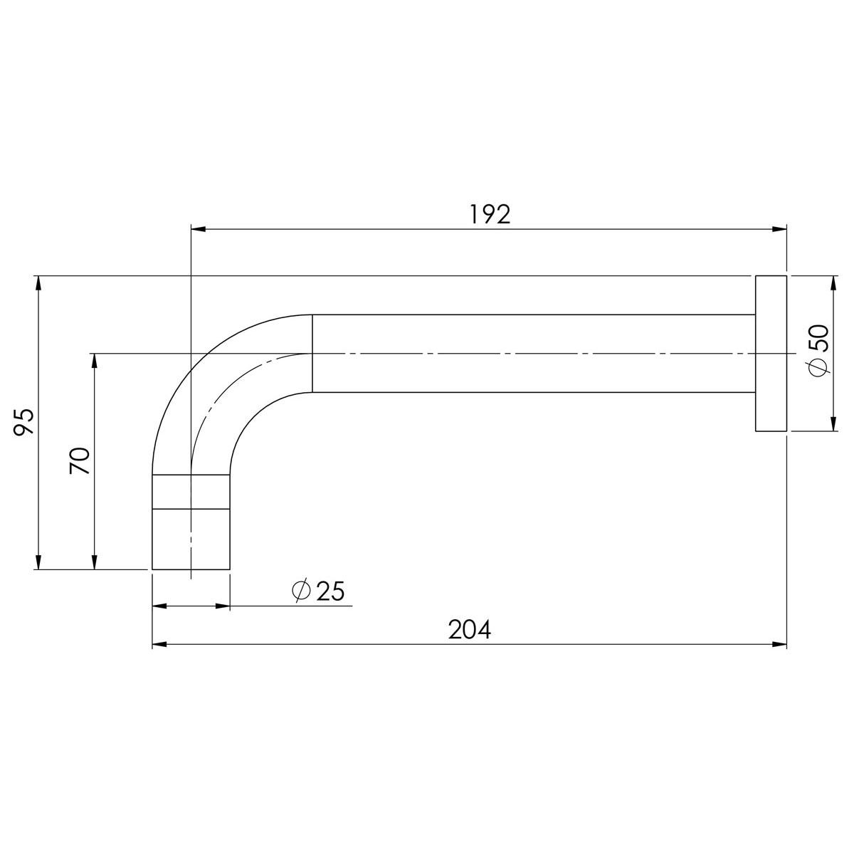 VIVID WALL BATH OUTLET 200MM CURVED CP