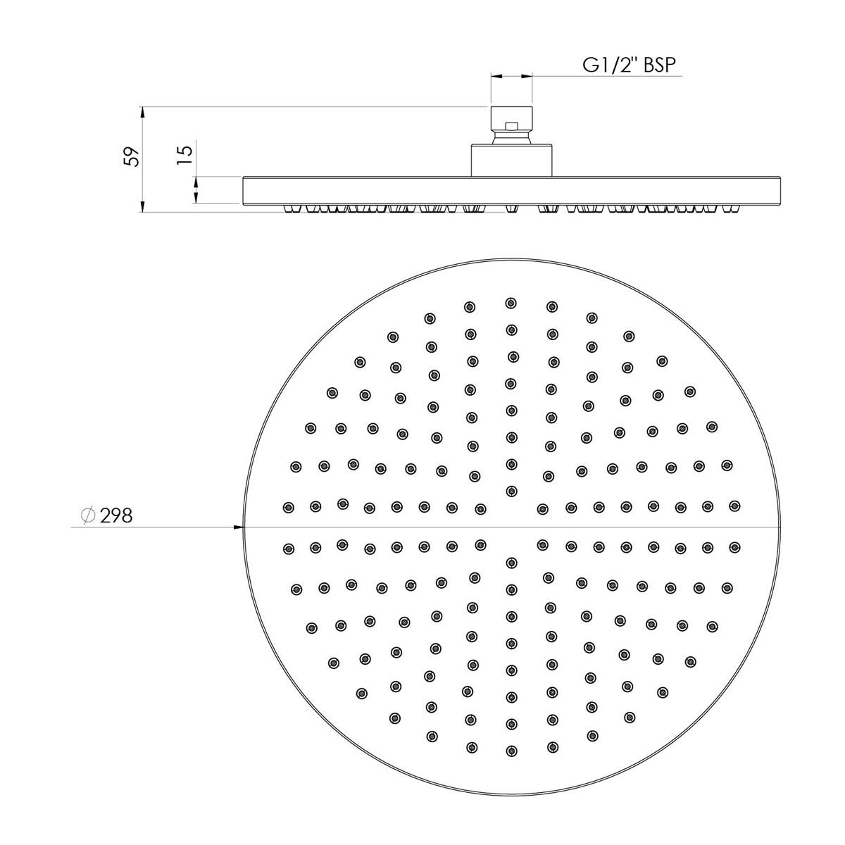 VIVID SHOWER ROSE 300MM ROUND MB