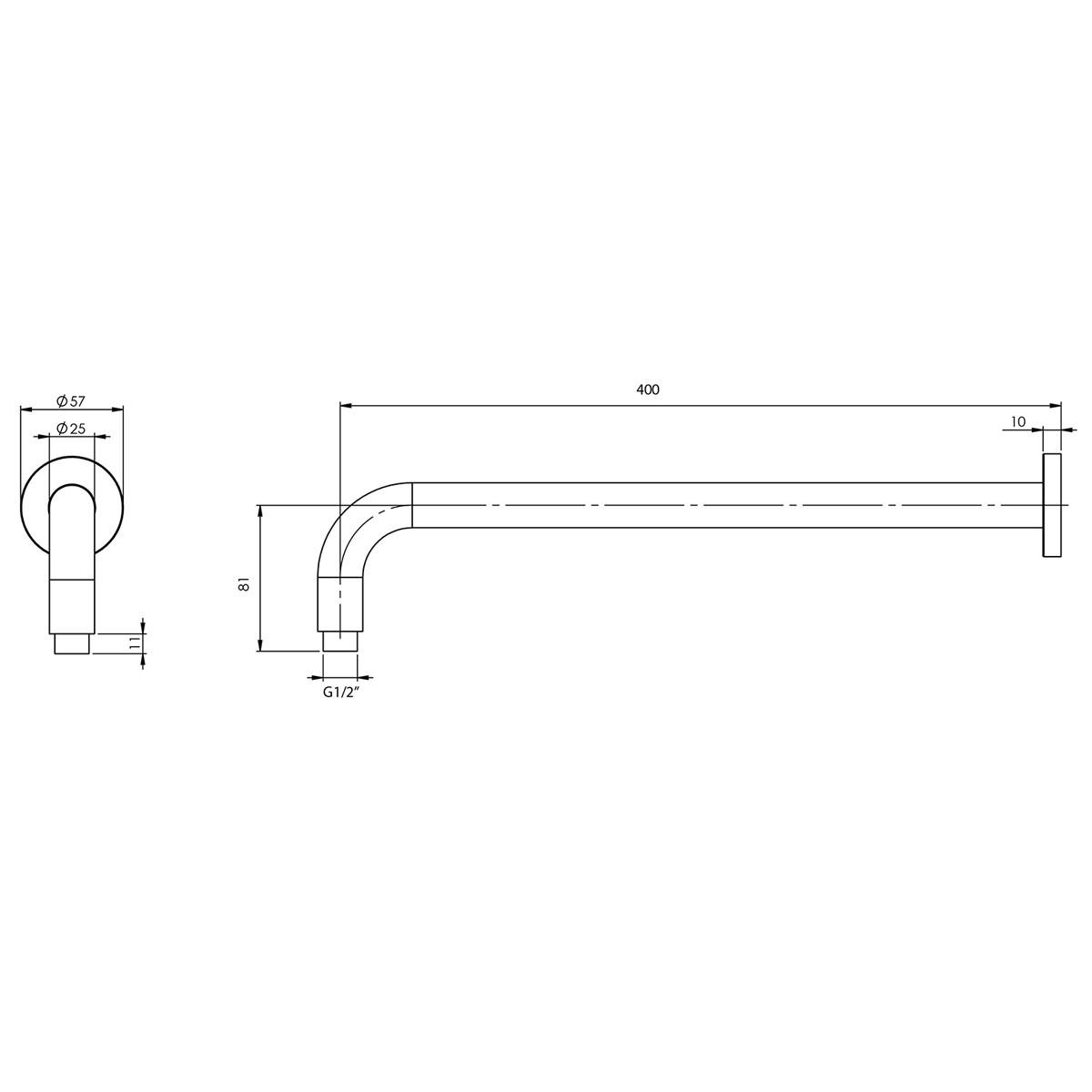 VIVID SHOWER ARM 400MM ROUND BG