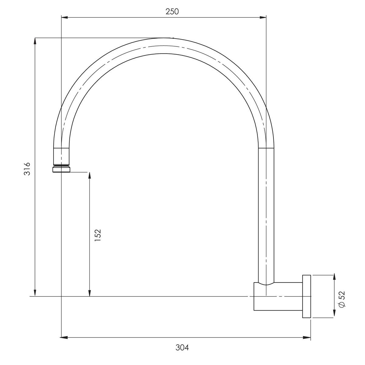 VIVID HIGHRISE SHOWER ARM CP