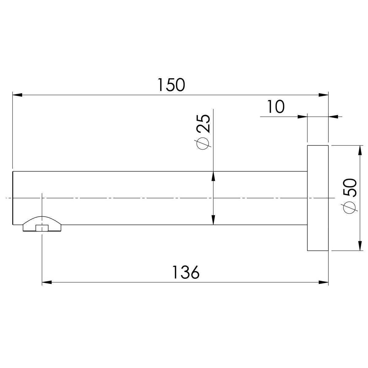 VIVID WALL BATH OUTLET 150MM CP