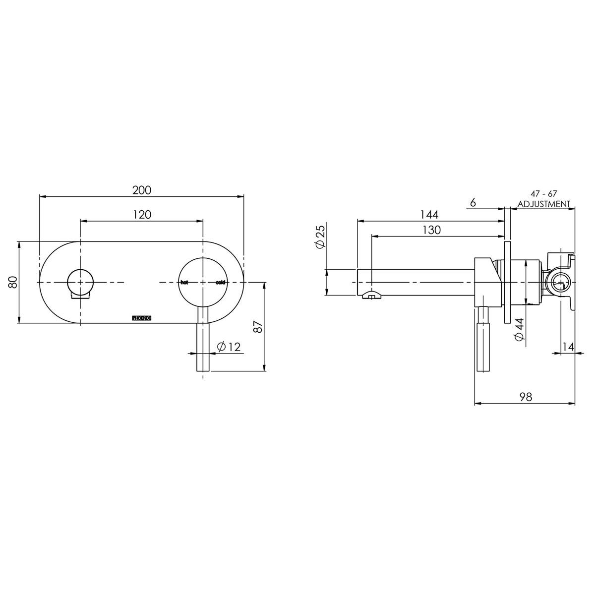 VIVID WALL BATH MIXER SET 150MM CP