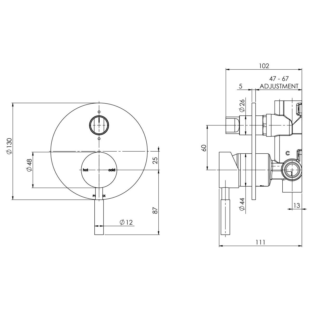 VIVID SHOWER / BATH DIVERTER MIXER CP