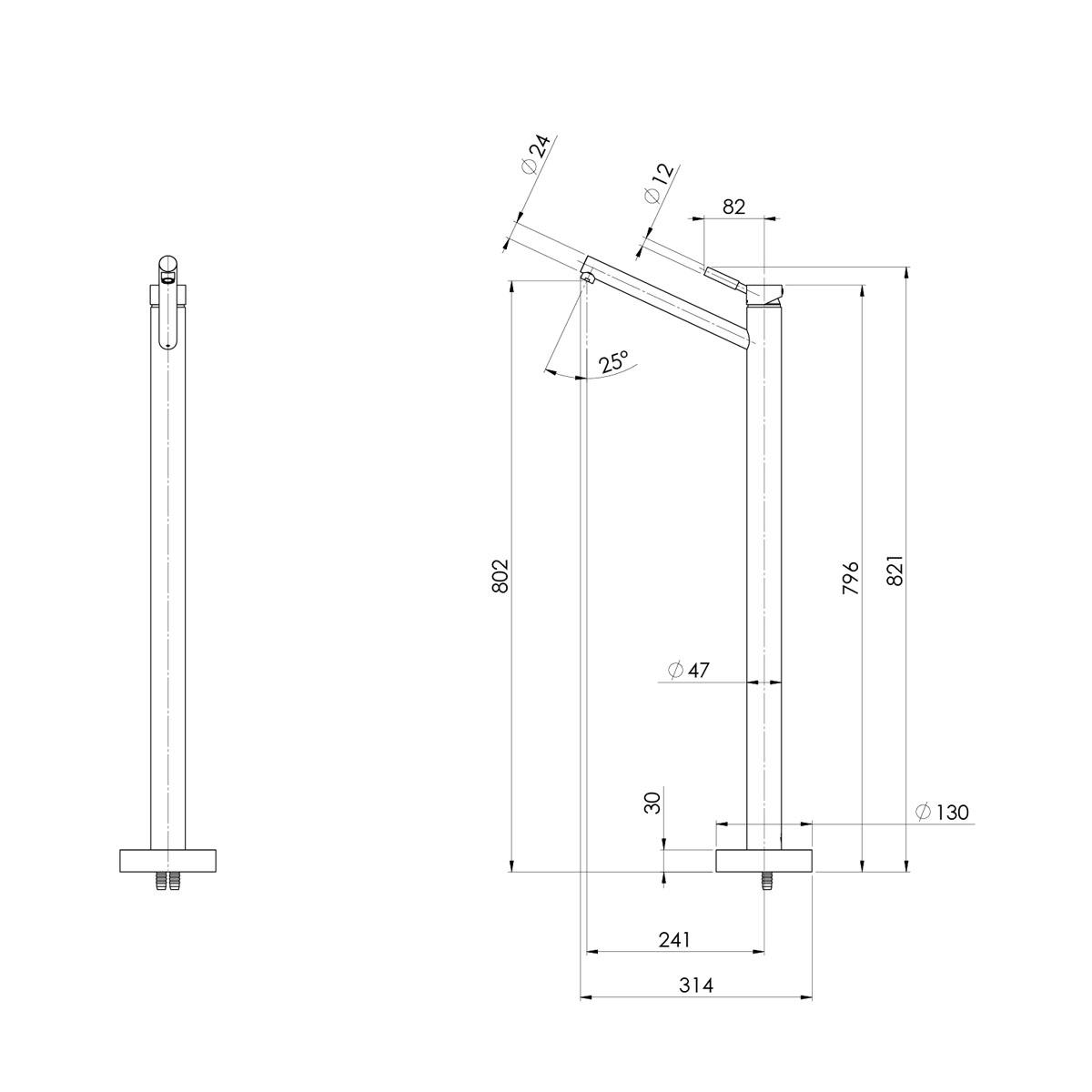 VIVID FLOOR MOUNTED BATH MIXER CP