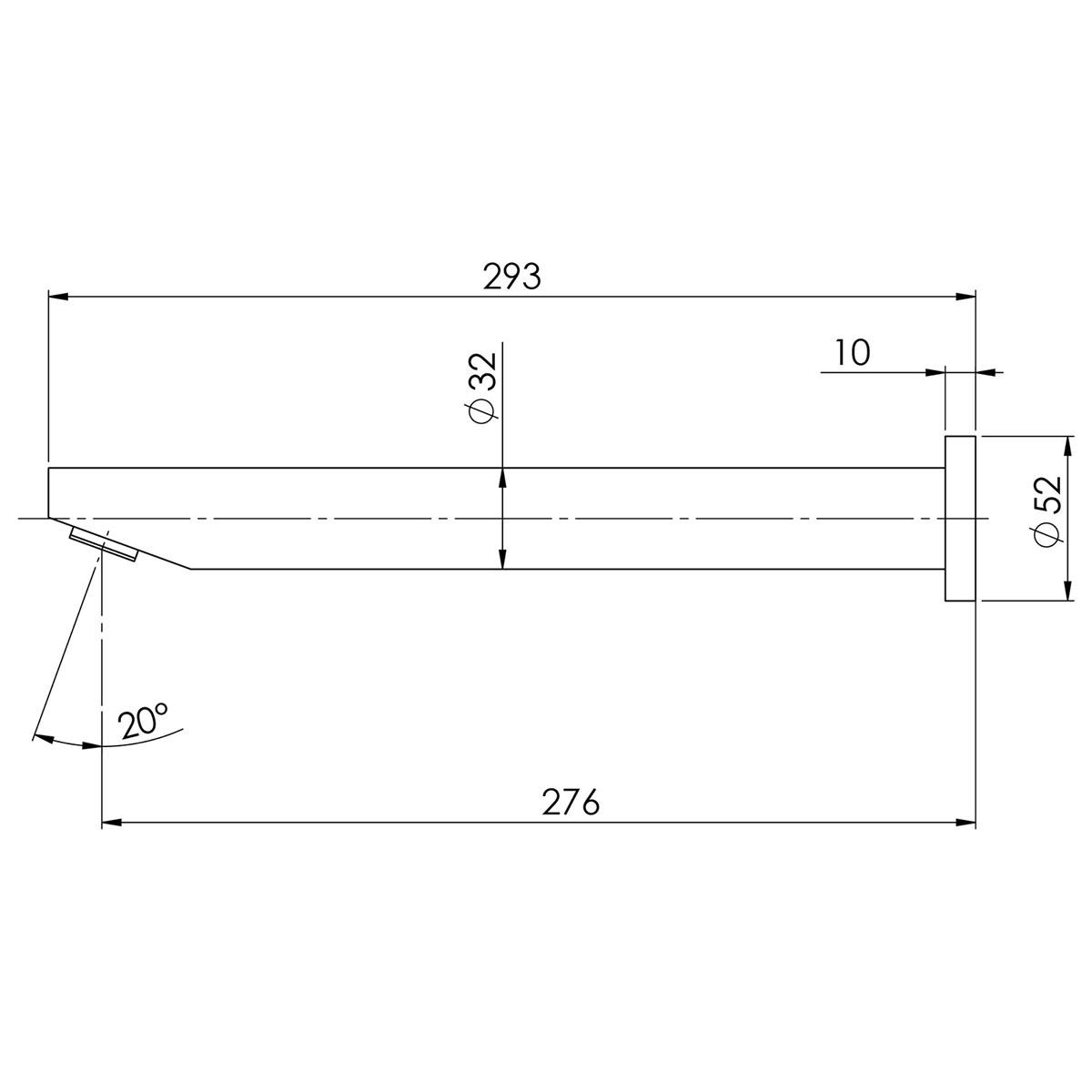 VIVID WALL BATH OUTLET 300MM ANGLED CP