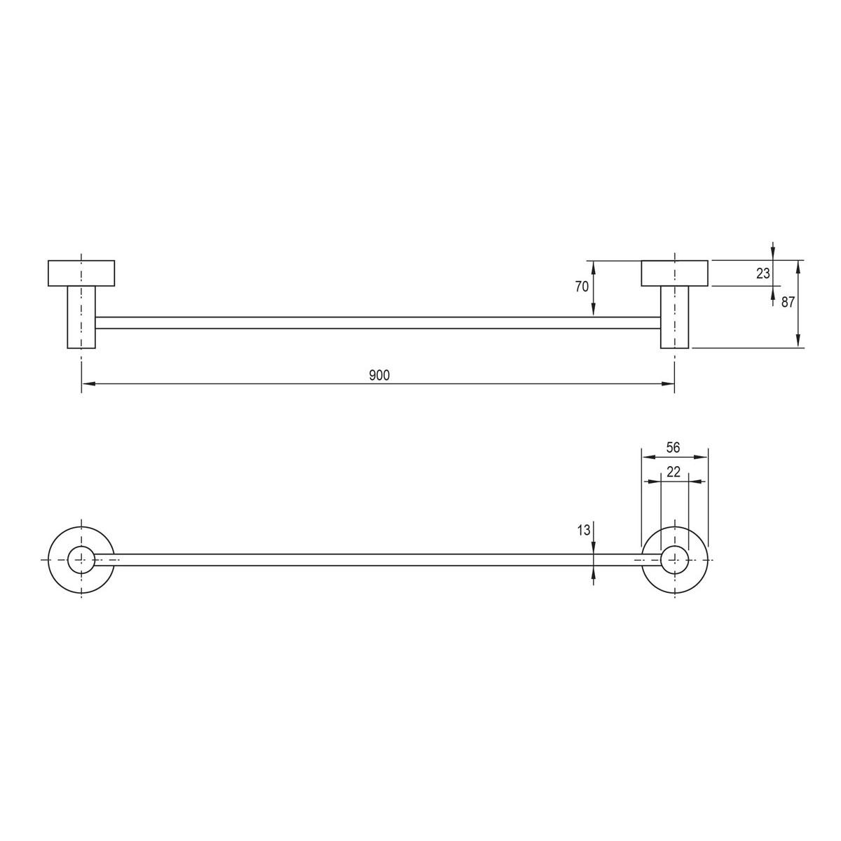 VIVID SINGLE TOWEL RAIL 900MM CP