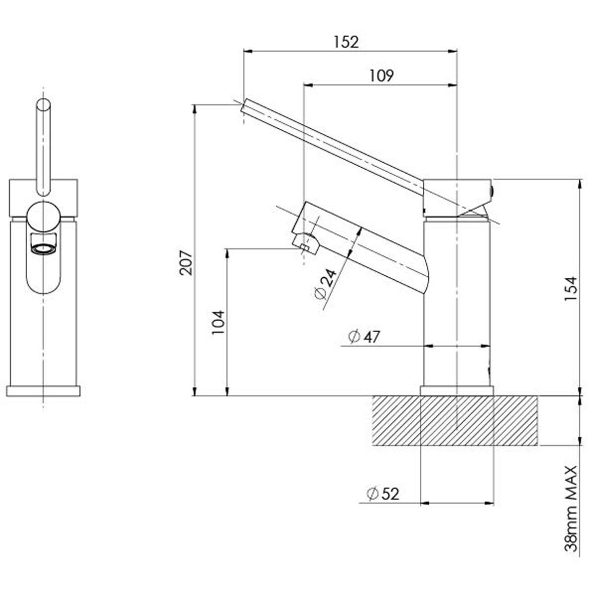 VIVID BASIN MIXER EXTENDED LEVER