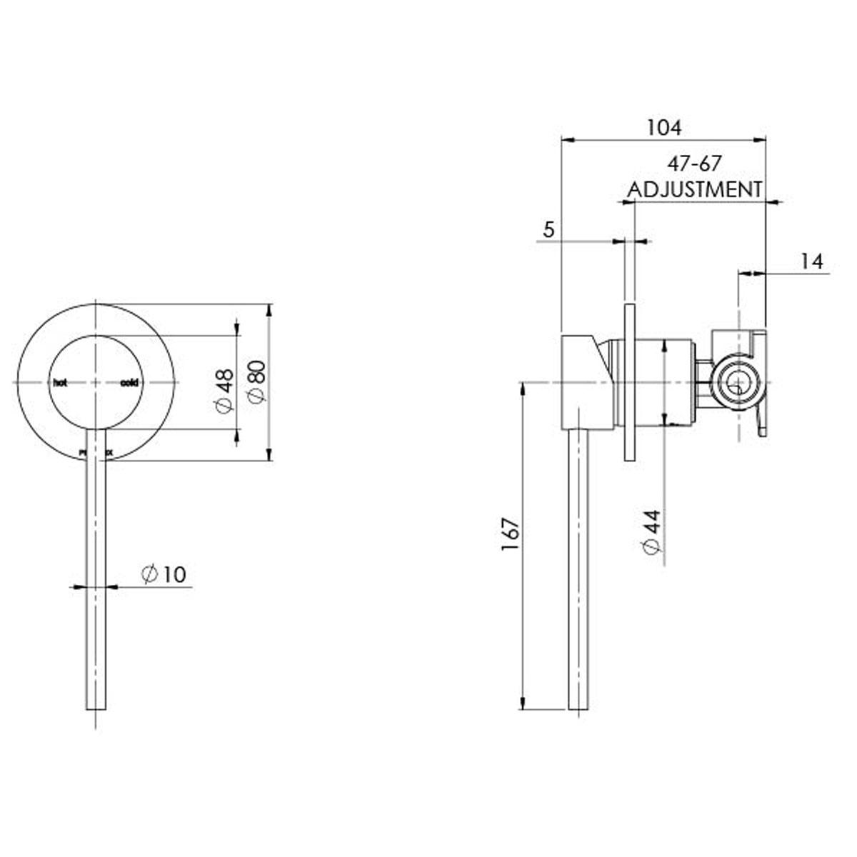 VIVID SHOWER WALL MIXER EXTENDED LEVER