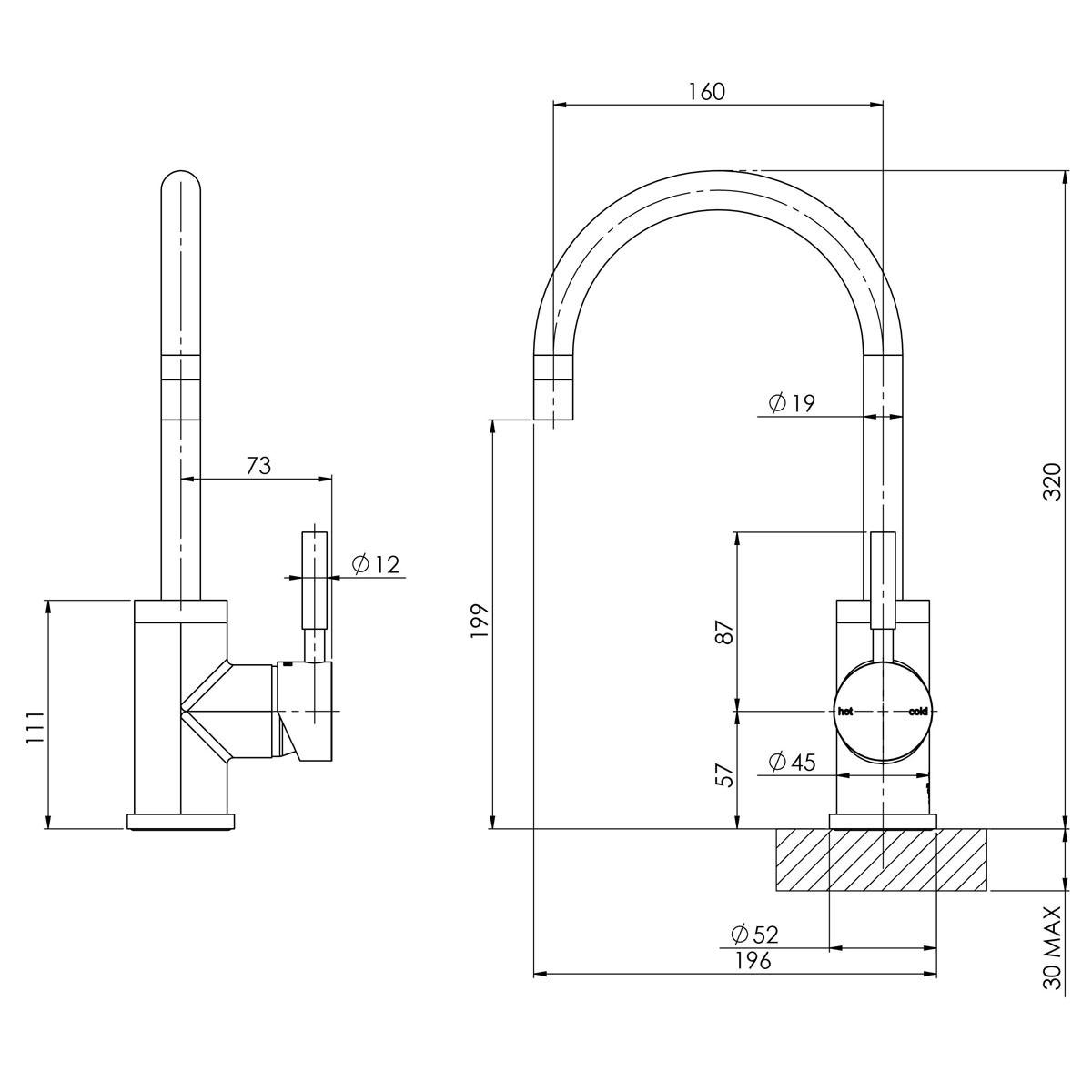 VIVID SINK MIXER 160MM G/NECK CP