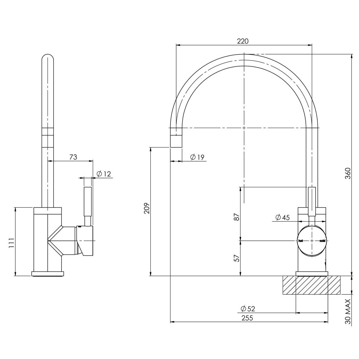 VIVID SINK MIXER 220MM G/NECK CP