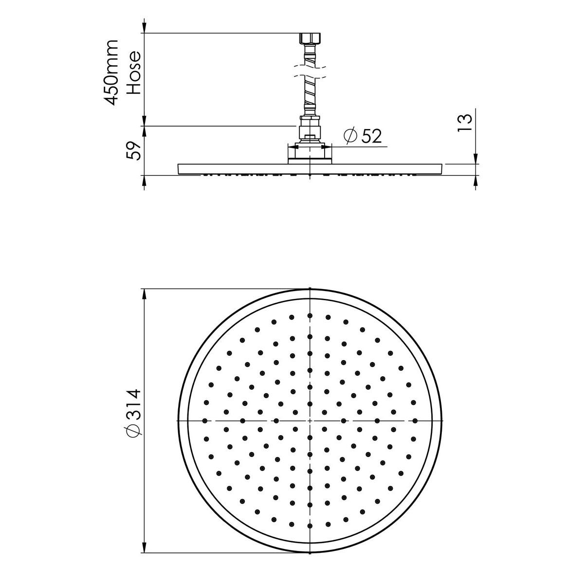 VIVID S/LINE F/MNT CEILING SHOWER RND CP