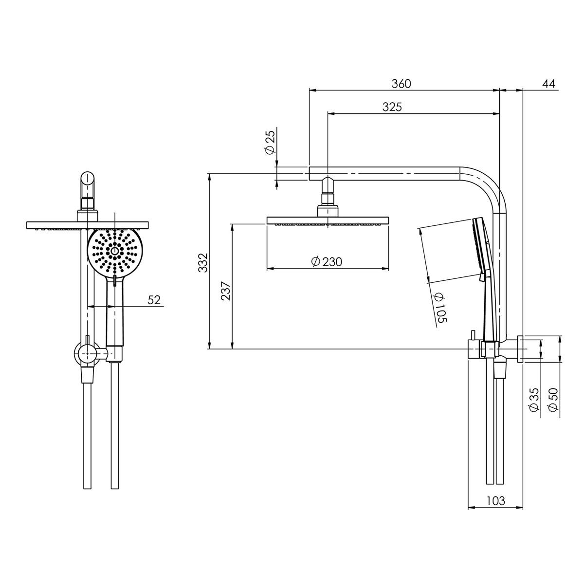 VIVID SLIMLINE COMPACT TWIN SHOWER MB