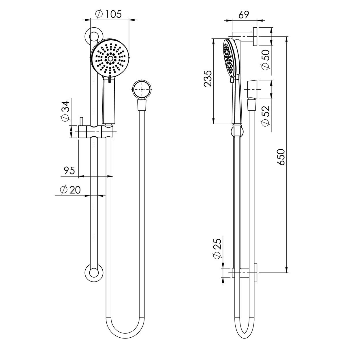 VIVID SLIMLINE RAIL SHOWER MB