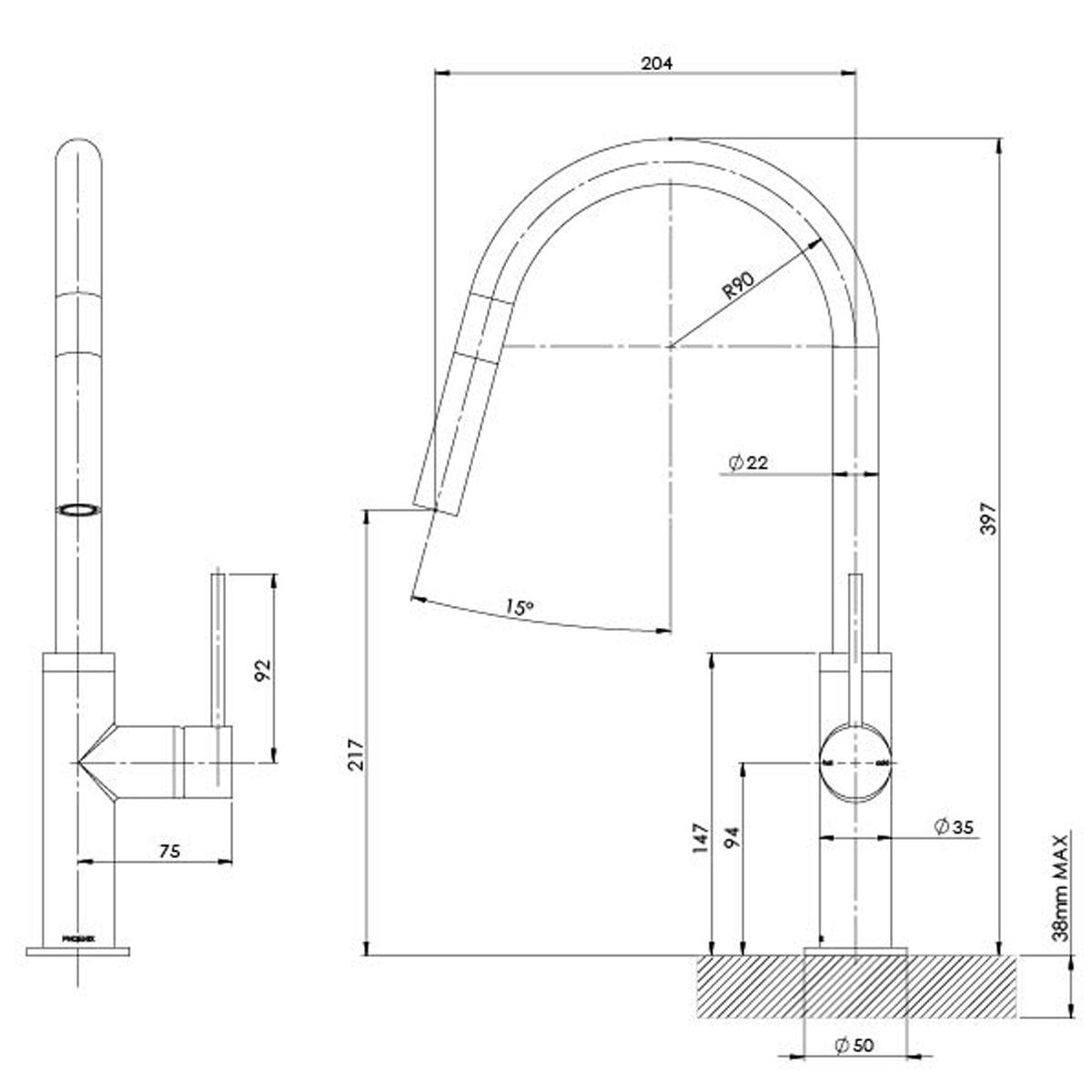 VIVID SLIMLINE PULL OUT SINK MIXER MB