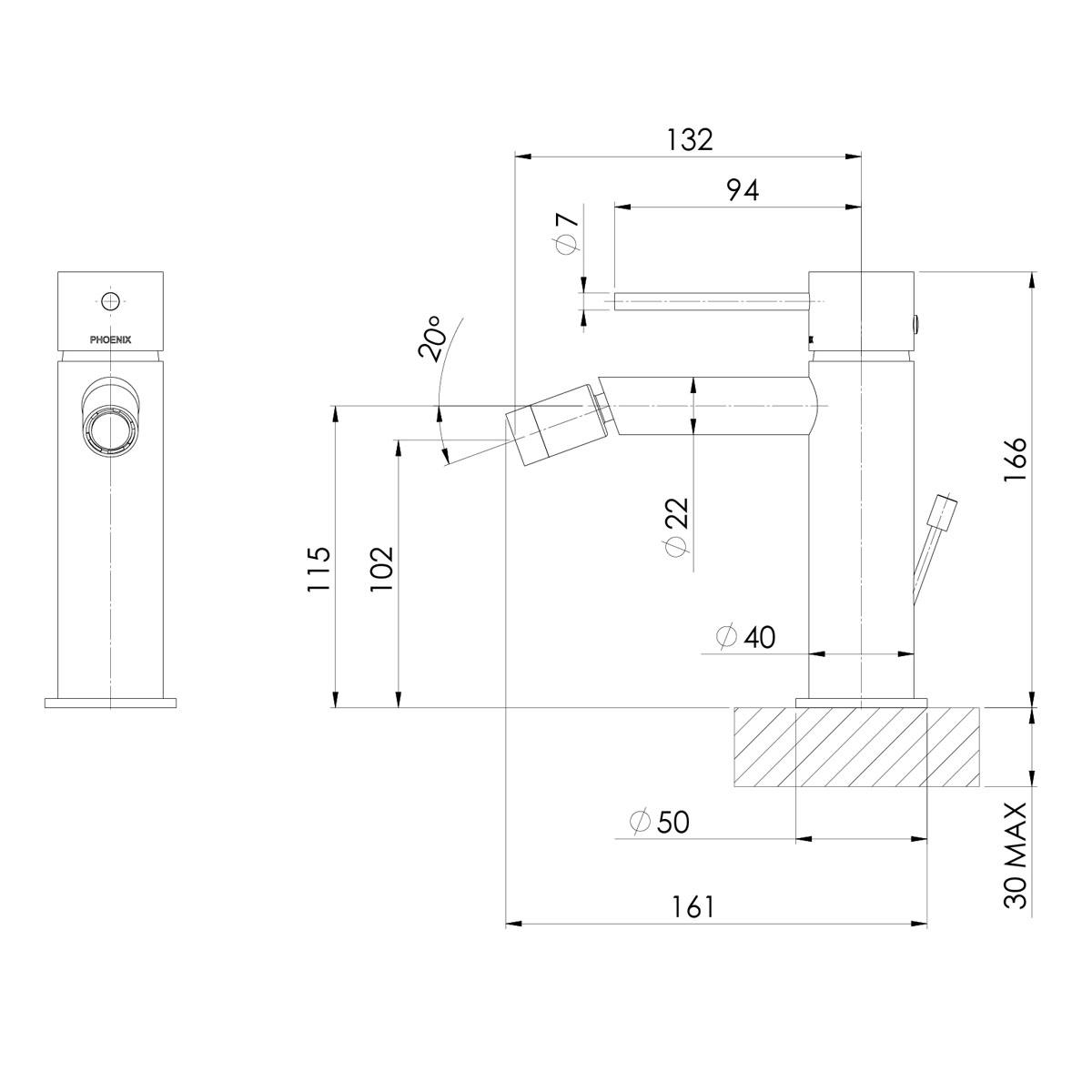 VIVID S/LINE BIDET MIXER W/P-UP WASTE CP